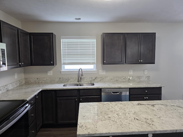 2964 Holly Hill Dr, Burlington, KY 41005 - kitchen featuring stainless steel appliances, dark wood-style flooring, light stone countertops, and a sink