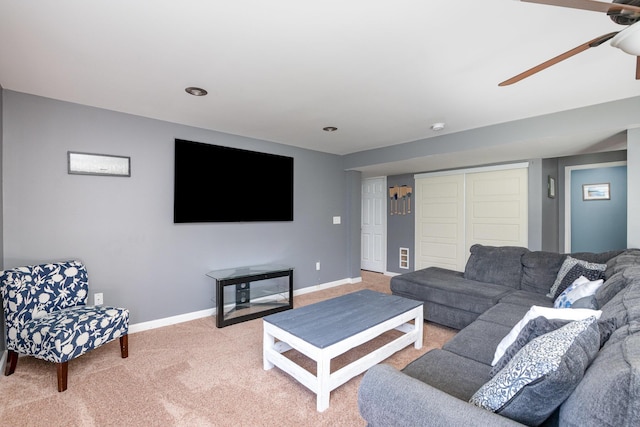 47 Nicole Dr, Independence, KY 41051 - living area with ceiling fan, light colored carpet, and baseboards