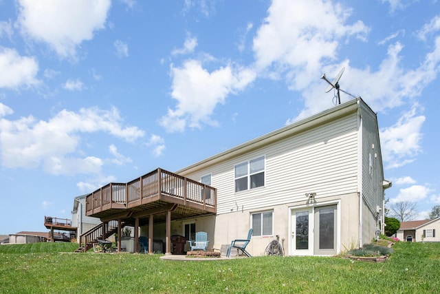 47 Nicole Dr, Independence, KY 41051 - back of house featuring a deck, a yard, and stairway