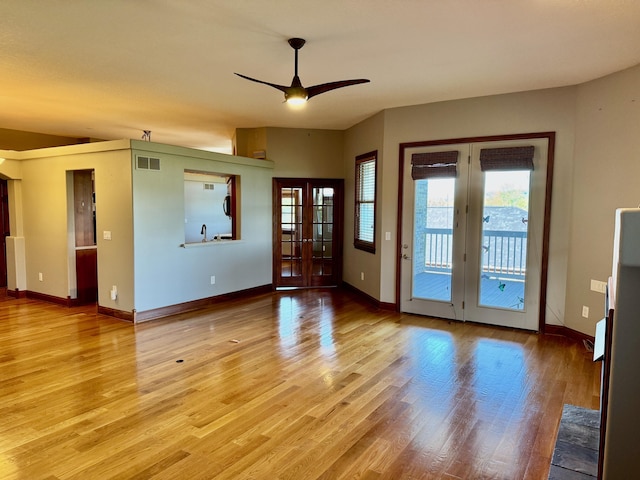 410 Links View Dr, Butler, KY 41006 - entryway with french doors, a ceiling fan, light wood-style flooring, and baseboards