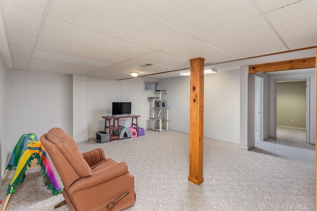 1051 Arden Dr, Villa Hills, KY 41017 - finished below grade area with a drop ceiling and carpet flooring