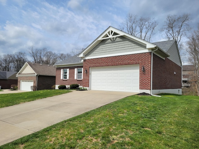 6403 Arabian Dr, Independence, KY 41051 - view of front of home featuring brick siding, a front yard, and driveway