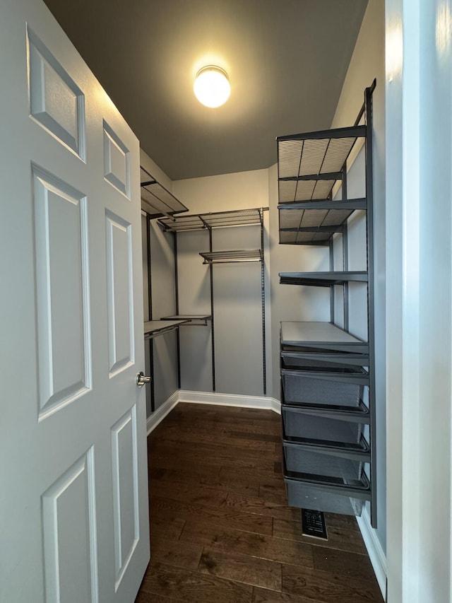 spacious closet with wood finished floors