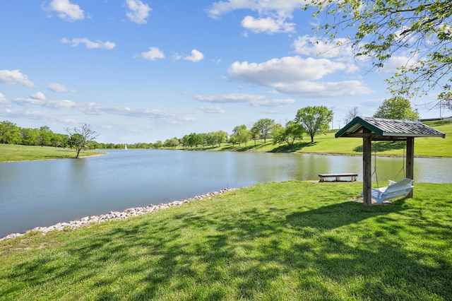 water view featuring a gazebo