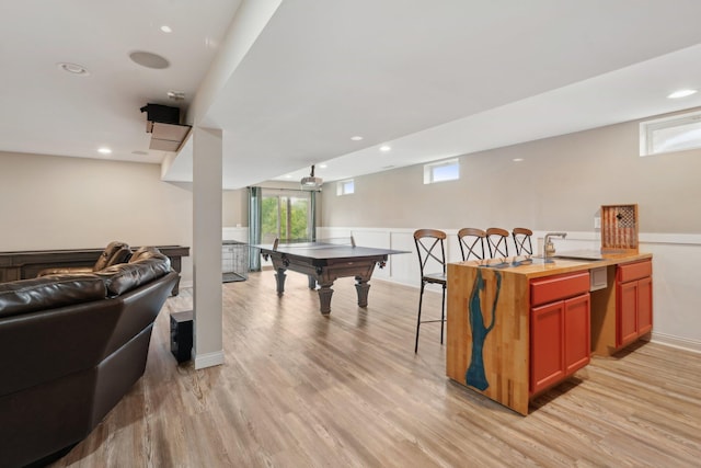574 Ravensridge Ct, Alexandria, KY 41001 - playroom with light wood-style flooring, recessed lighting, and pool table