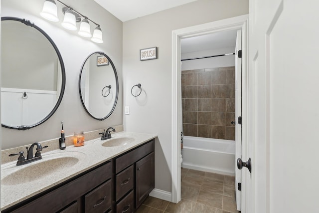 574 Ravensridge Ct, Alexandria, KY 41001 - full bath with double vanity, bathing tub / shower combination, tile patterned flooring, and toilet