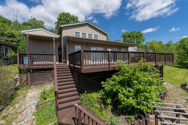 335 Fernwood Dr, Williamstown, KY 41097 - back of house featuring a deck and stairway