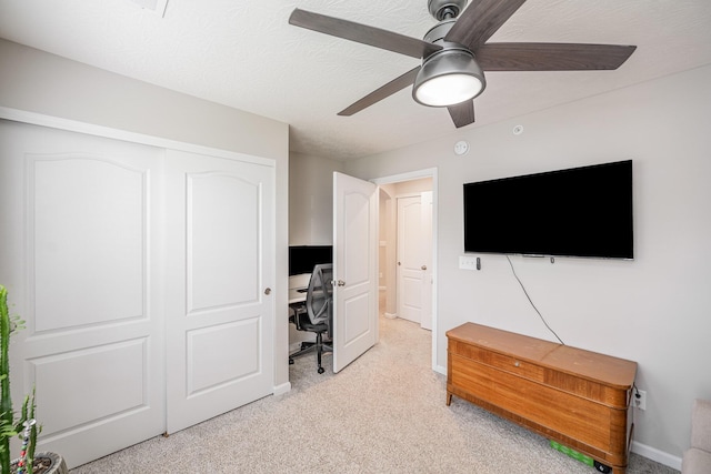 2263 Piazza Rdg, Covington, KY 41017 - bedroom with an office area, light carpet, baseboards, and a ceiling fan