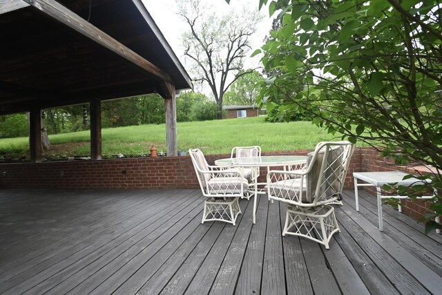 529 Stevenson Rd, Erlanger, KY 41018 - wooden terrace featuring outdoor dining space and a lawn