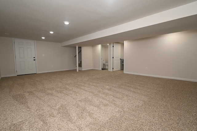 529 Stevenson Rd, Erlanger, KY 41018 - finished basement with light carpet, recessed lighting, and baseboards