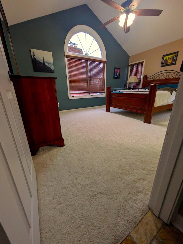 131 Summer Ln, Crestview Hills, KY 41017 - bedroom with carpet floors, vaulted ceiling, and ceiling fan