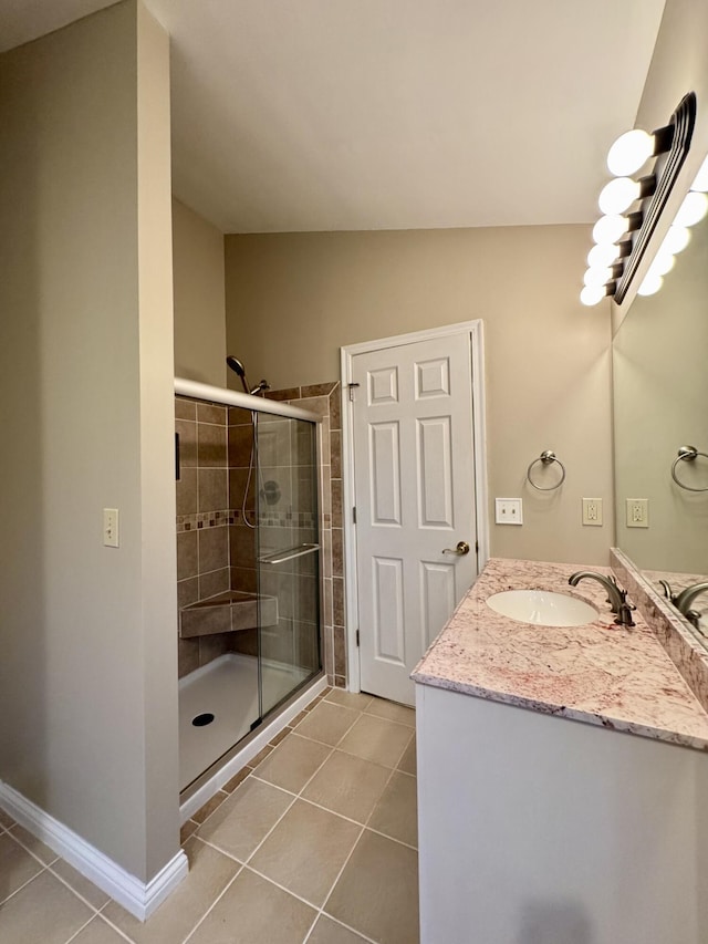 1317 Brook Ct, Erlanger, KY 41018 - full bathroom featuring tile patterned flooring, vanity, and a stall shower