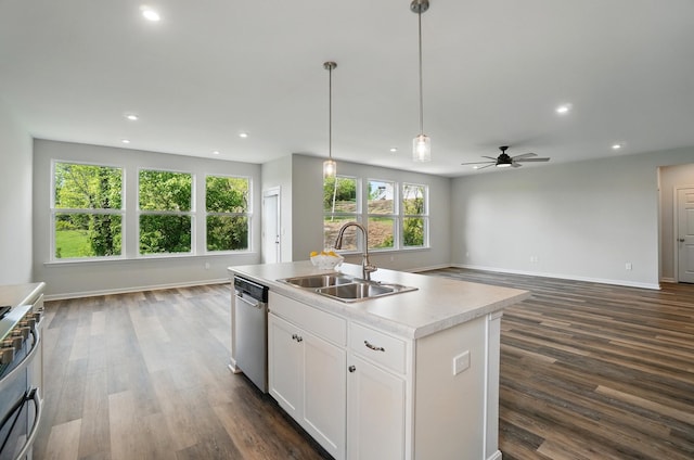 8042 Arcadia Blvd, Alexandria, KY 41001 - kitchen with a sink, stainless steel appliances, open floor plan, recessed lighting, and dark wood-style floors
