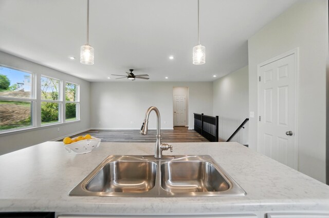 8042 Arcadia Blvd, Alexandria, KY 41001 - kitchen featuring a sink, recessed lighting, ceiling fan, pendant lighting, and open floor plan