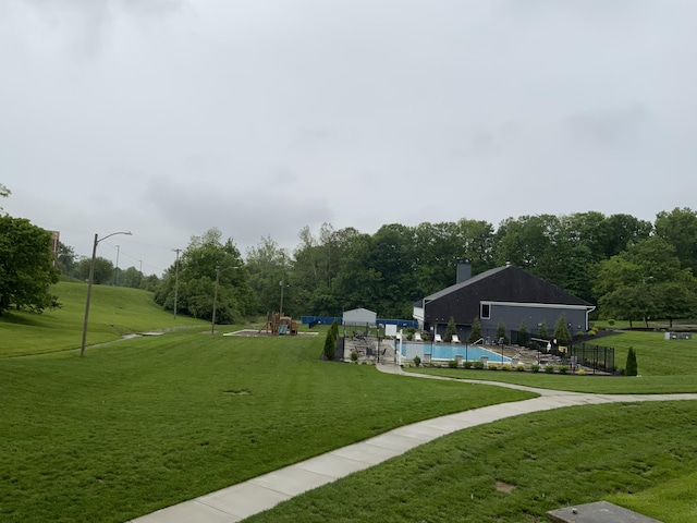 view of property's community with a swimming pool