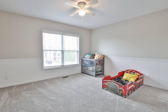 2011 Holderness Dr, Union, KY 41091 - bedroom featuring a wainscoted wall, carpet floors, and ceiling fan
