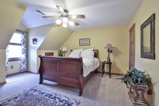 9015 Washington Trace Rd, California, KY 41007 - bedroom with carpet flooring, vaulted ceiling, and ceiling fan