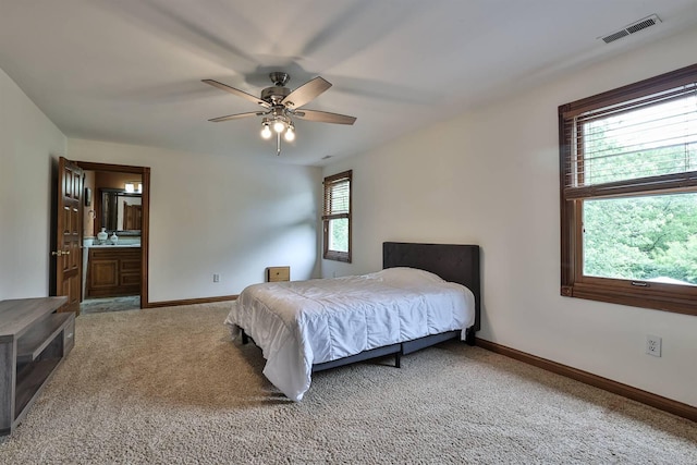 9015 Washington Trace Rd, California, KY 41007 - bedroom with carpet floors, ceiling fan, and connected bathroom
