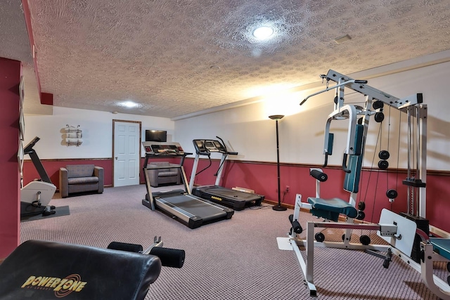 9015 Washington Trace Rd, California, KY 41007 - exercise area featuring a textured ceiling and carpet