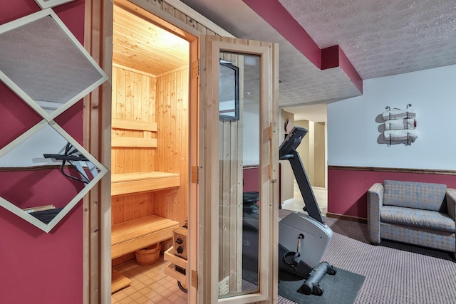 9015 Washington Trace Rd, California, KY 41007 - exercise room featuring a textured ceiling