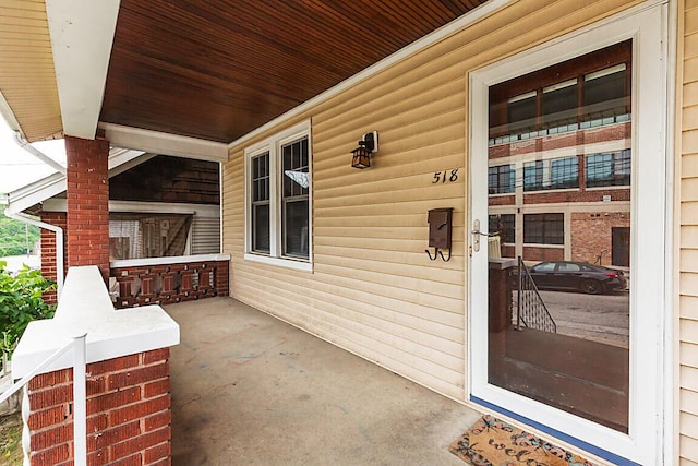 view of patio featuring a porch