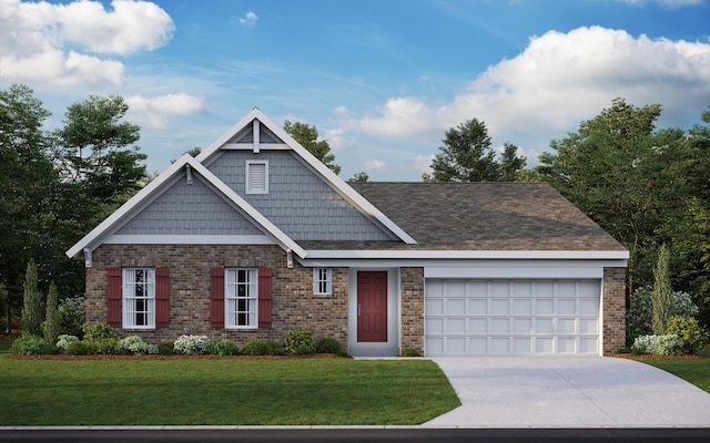 2305 Tuscanyview Dr, Covington, KY 41017 - view of front facade with an attached garage, brick siding, driveway, and a front yard