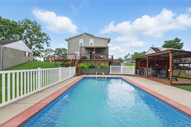 17 Harrison Ave, Bellevue, KY 41073 - view of swimming pool featuring a wooden deck and stairway