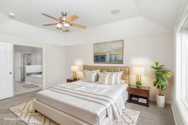 1169 Appomattox Dr, Florence, KY 41042 - carpeted bedroom with vaulted ceiling and ceiling fan
