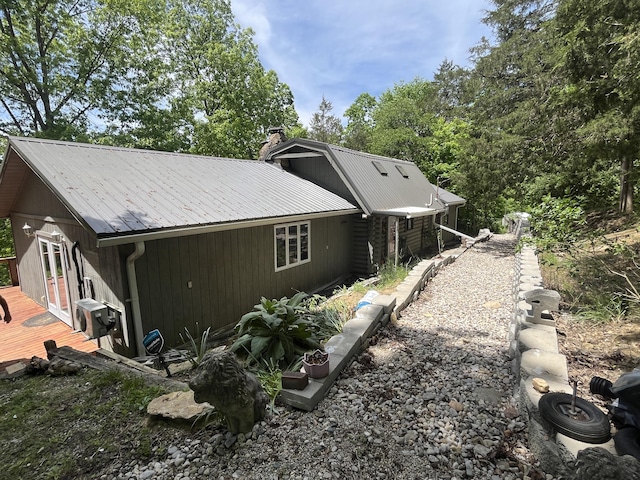 247 Hideaway, Owenton, KY 40359 - rear view of property with a metal roof, a chimney, and a deck