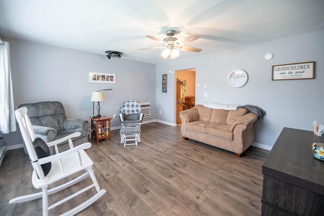 2220 Genevieve Ln, Covington, KY 41011 - living room with ceiling fan, wood finished floors, and baseboards