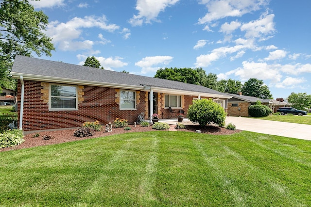 2534 Buttermilk Pike, Fort Mitchell, KY 41017 - single story home with concrete driveway, brick siding, a garage, a front yard, and a shingled roof