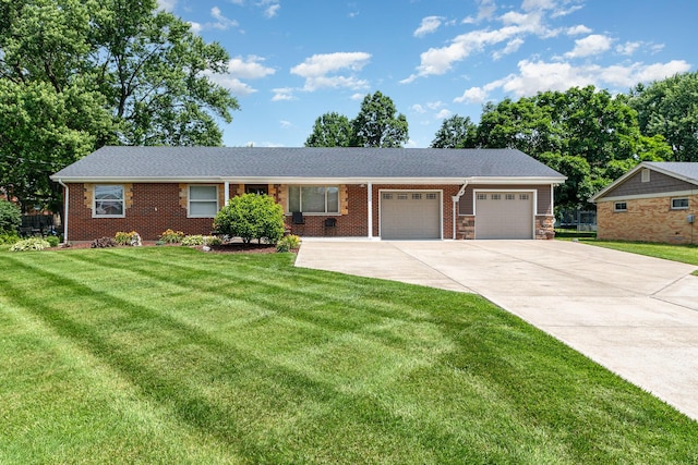 2534 Buttermilk Pike, Fort Mitchell, KY 41017 - ranch-style home with an attached garage, concrete driveway, a front yard, and brick siding