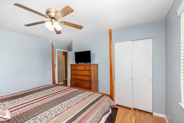 2534 Buttermilk Pike, Fort Mitchell, KY 41017 - bedroom with light wood-style flooring, a closet, and a ceiling fan