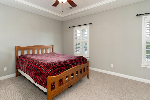 567 Riverpointe Dr Unit 11, Dayton, KY 41074 - carpeted bedroom with baseboards, crown molding, and a ceiling fan