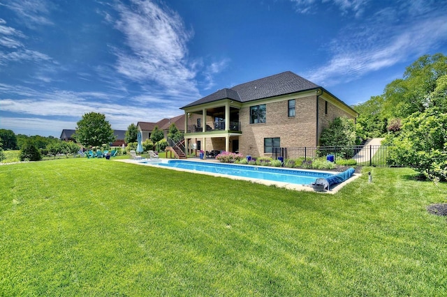 3257 Ivy Ridge Dr, Taylor Mill, KY 41015 - back of property with brick siding, a balcony, and stairway