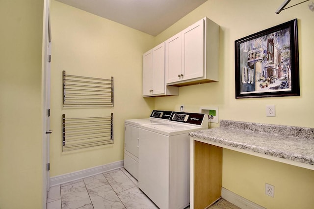 3257 Ivy Ridge Dr, Taylor Mill, KY 41015 - washroom featuring cabinet space, light marble finish floors, washing machine and clothes dryer, and baseboards