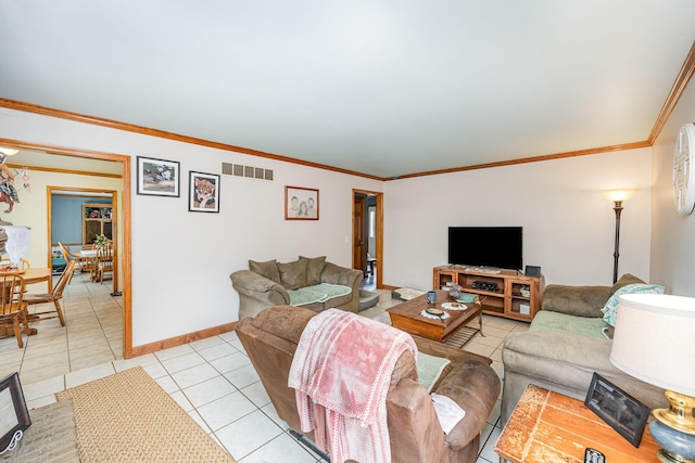 8 Whispering Woods Ln, Alexandria, KY 41001 - living room featuring crown molding, light tile patterned floors, and baseboards