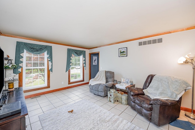 8 Whispering Woods Ln, Alexandria, KY 41001 - living area with tile patterned floors, crown molding, and baseboards