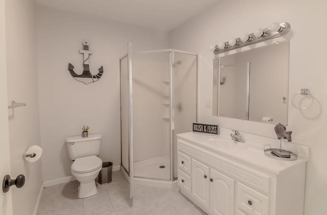 6740 Wisdom Dock Rd, Albany, KY 42602 - full bathroom featuring a shower stall, toilet, vanity, and baseboards