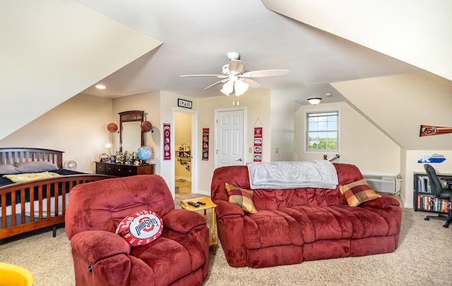 14492 Stephenson Rd, Morning View, KY 41063 - living area with carpet, a ceiling fan, and recessed lighting