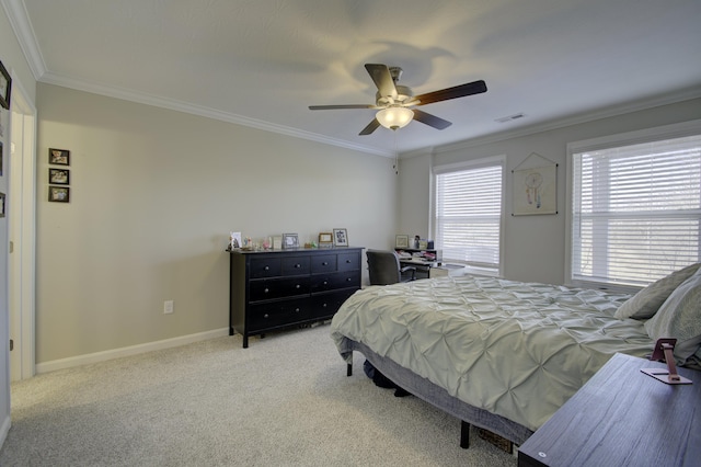 2422 Arezzo St, Covington, KY 41017 - bedroom featuring crown molding, light carpet, a ceiling fan, and baseboards