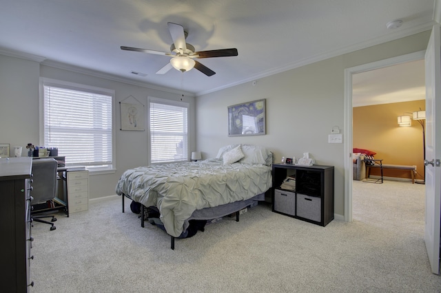 2422 Arezzo St, Covington, KY 41017 - bedroom featuring ornamental molding, carpet, baseboards, a ceiling fan, and a desk