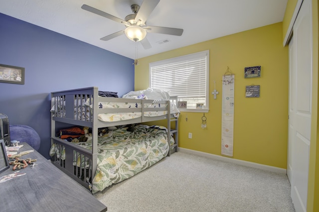 2422 Arezzo St, Covington, KY 41017 - bedroom with carpet floors, baseboards, a ceiling fan, and a closet