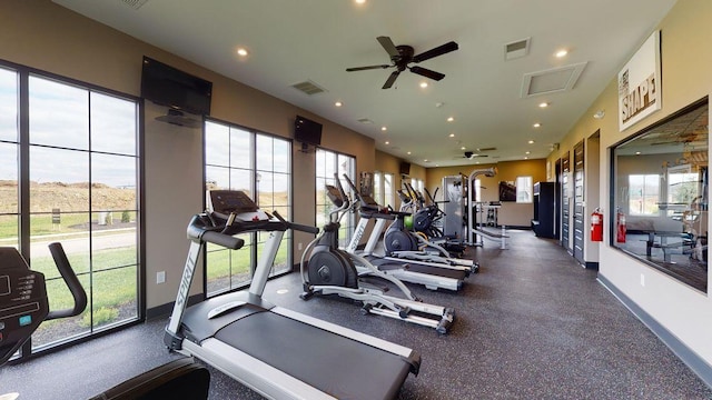 2422 Arezzo St, Covington, KY 41017 - workout area with a ceiling fan, recessed lighting, and baseboards