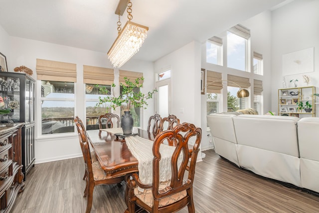 10988 Dairybarn Ln, Alexandria, KY 41001 - dining space featuring wood finished floors, a chandelier, and baseboards