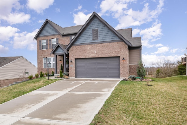 10988 Dairybarn Ln, Alexandria, KY 41001 - view of front of property featuring brick siding, concrete driveway, a front lawn, and a garage