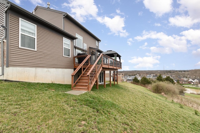 10988 Dairybarn Ln, Alexandria, KY 41001 - rear view of property featuring a deck, stairway, and a lawn