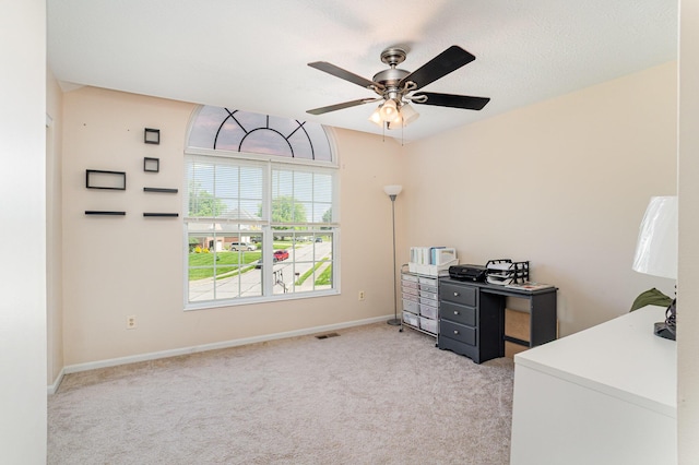 1051 Apple Blossom Dr, Florence, KY 41042 - office area with light carpet, a ceiling fan, and baseboards