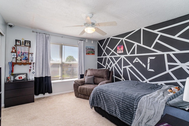 1051 Apple Blossom Dr, Florence, KY 41042 - bedroom with a textured ceiling, baseboards, carpet flooring, and a ceiling fan