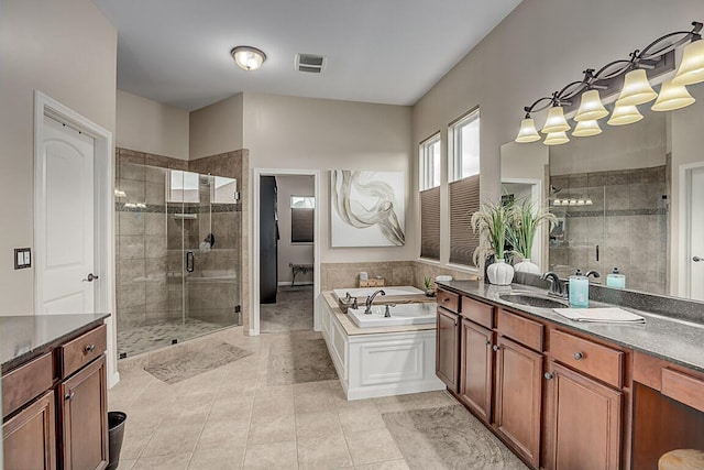1514 Twinridge Way, Independence, KY 41051 - bathroom featuring a stall shower, a garden tub, vanity, and tile patterned floors